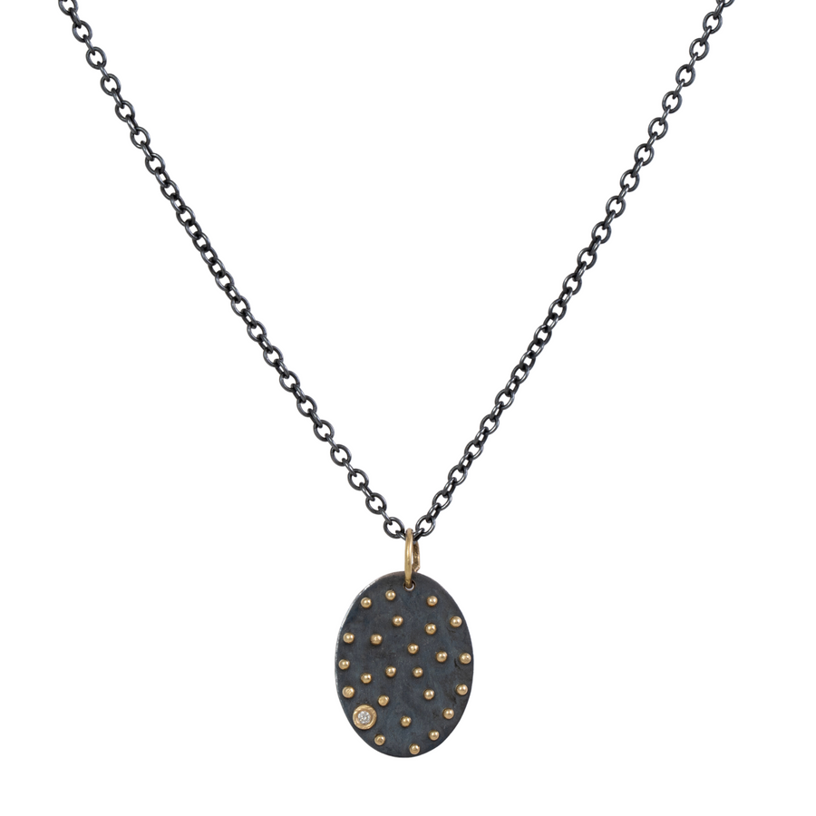 Oxidized silver diamond pendant necklace