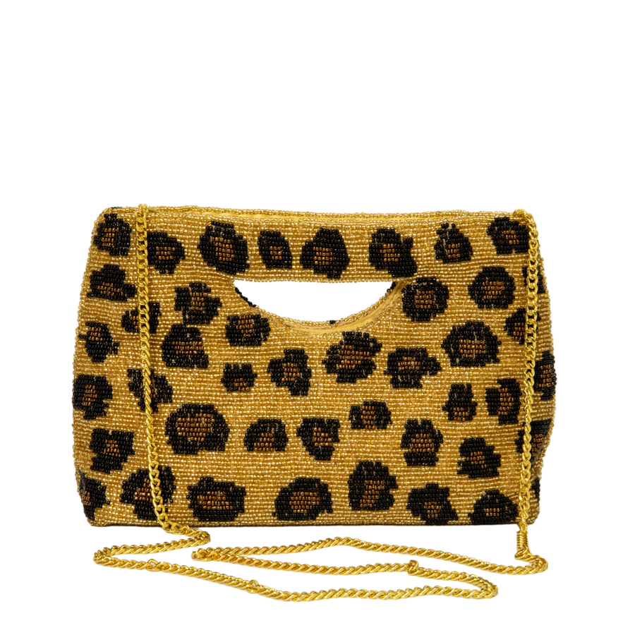 Cut Out Handle Purse - Gold Leopard