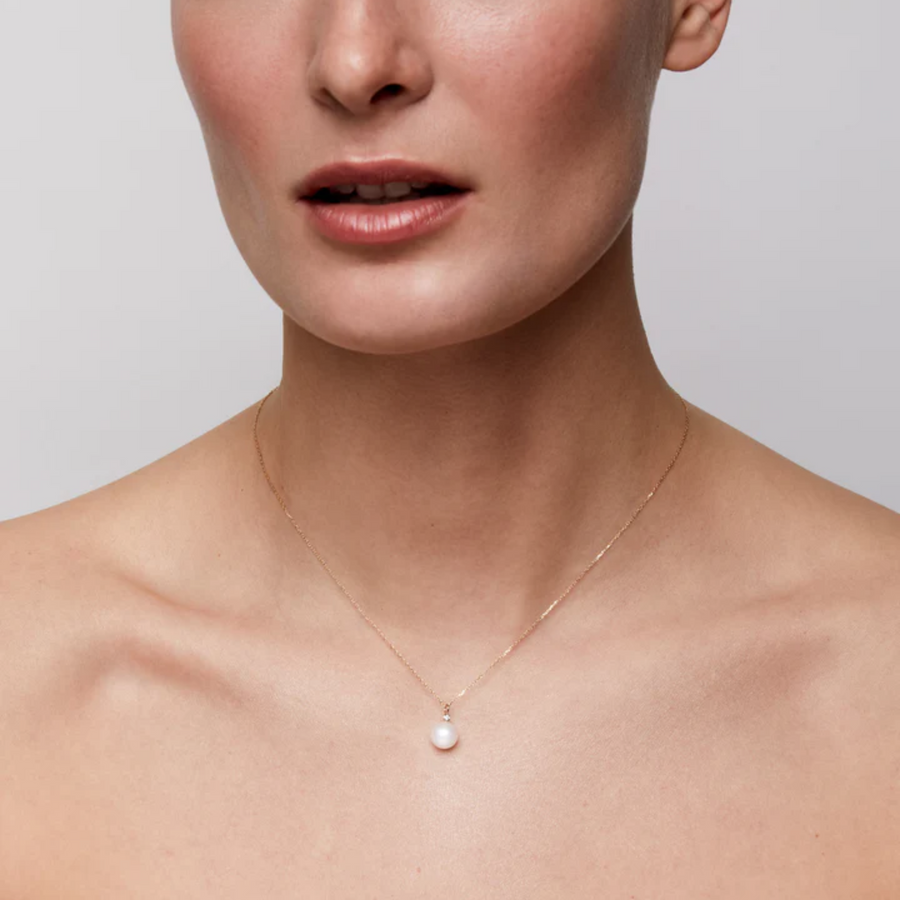 Pearl and Diamond Dot Necklace