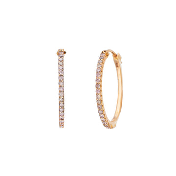 Simple Elegance Pink Diamond Small Hoops - Rose Gold