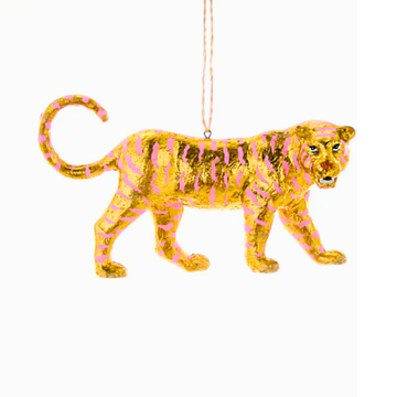 GOLD LEAF TIGERS ORNAMENT - PINK