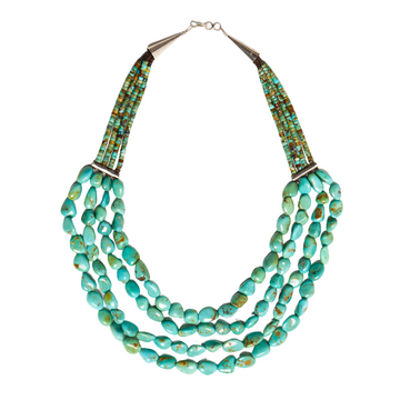 Kingman turquoise layered Bib necklace