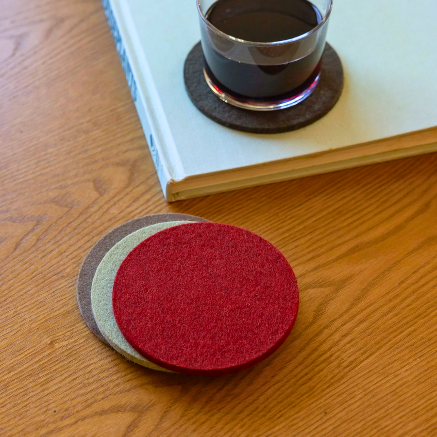 Bierfilzl Merino Wool Round Coaster Multi 4 Pack - Bonfire