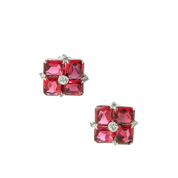 Fuchsia four stone crystal CLIP EARRING