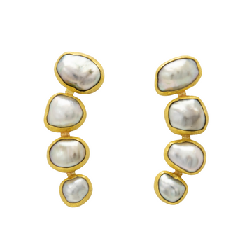 Keshi Pearl Curved Climber Earrings