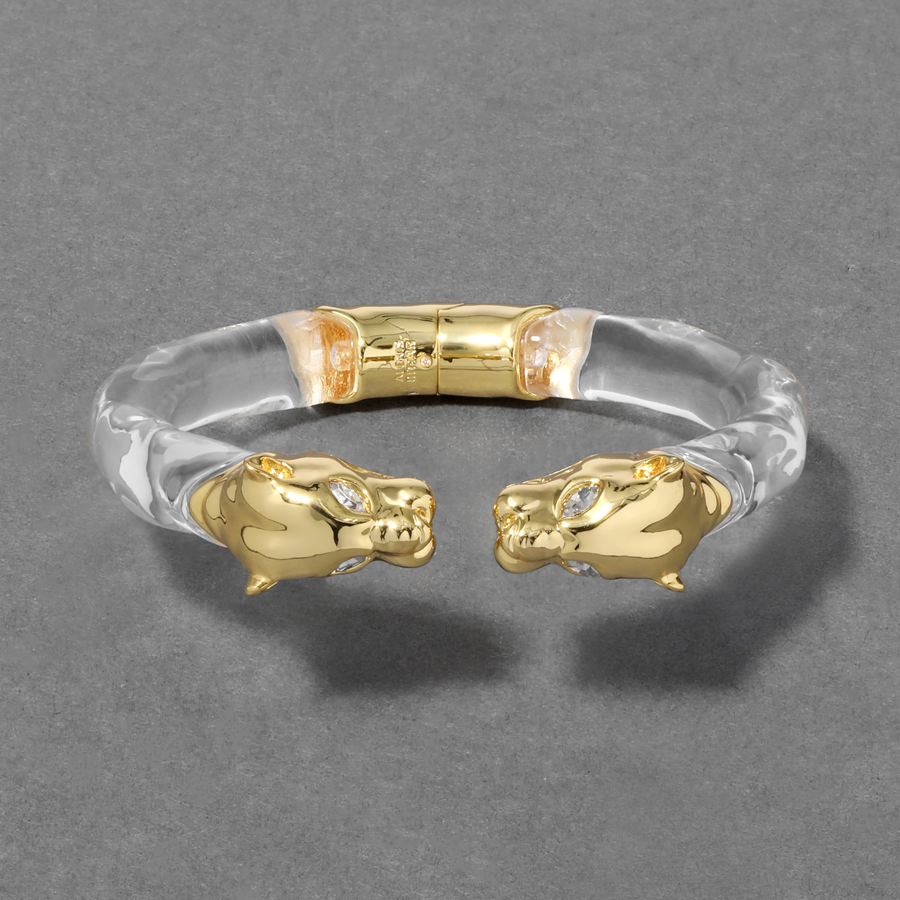 Panther Visage Lucite Hinge Cuff Bracelet