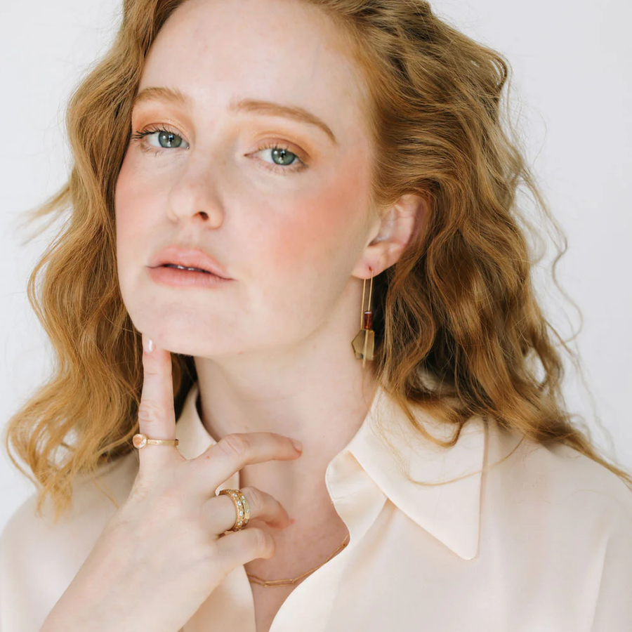 Large 2 Stone Hook Earring