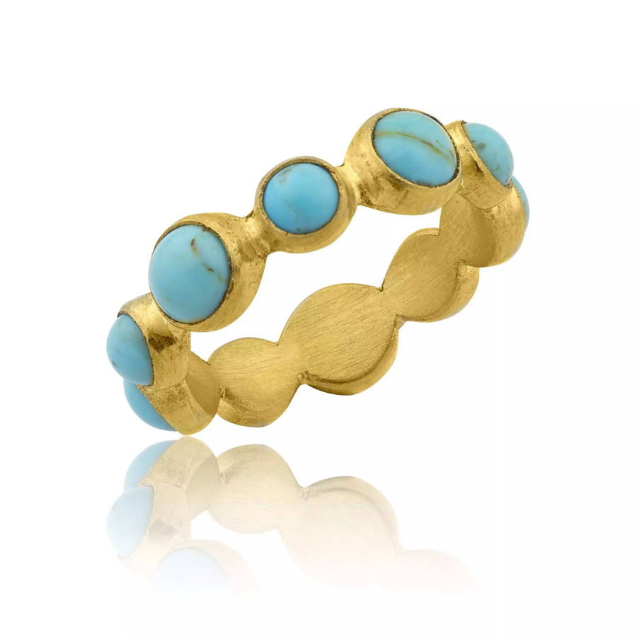 Kingman Turquoise Love Stackable Gold Band