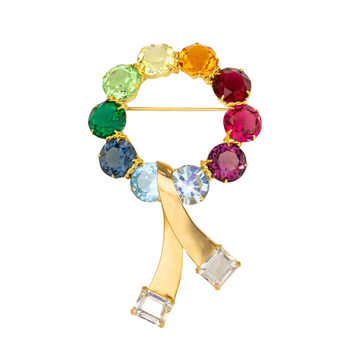 Rainbow Circle Brooch with Ribbon 1