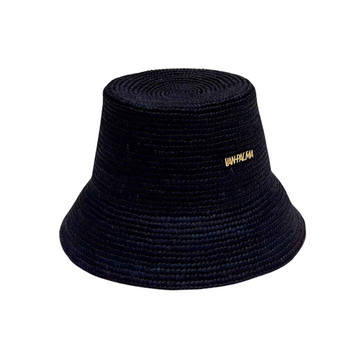 Packable toquilla straw Gina Hat - Black