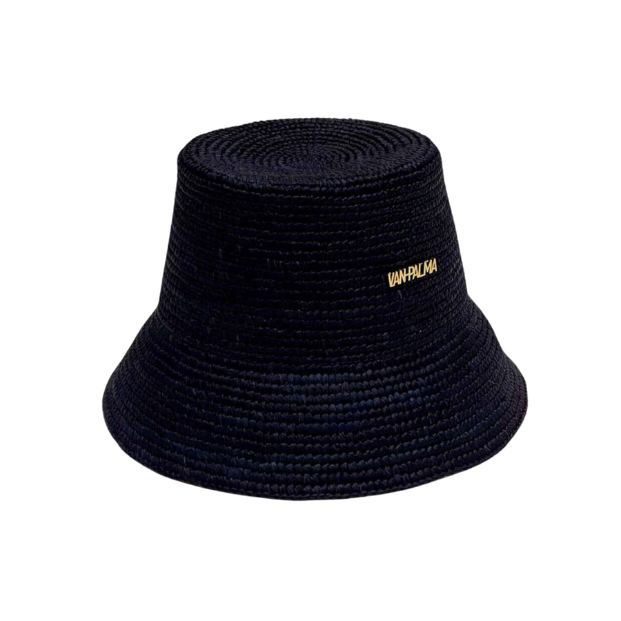 Packable toquilla straw Gina Hat - Black