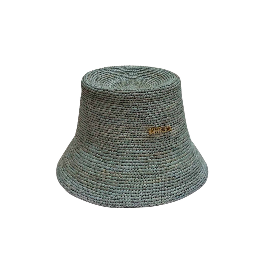 Packable toquilla straw Gina Hat - Blue