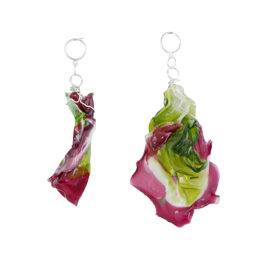 Bioplastic Earrings - Green with Red Bottoms