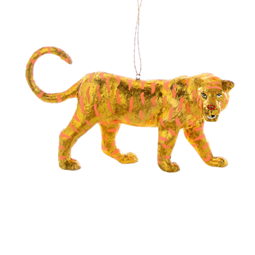 GOLD LEAF TIGERS ORNAMENT - ORANGE