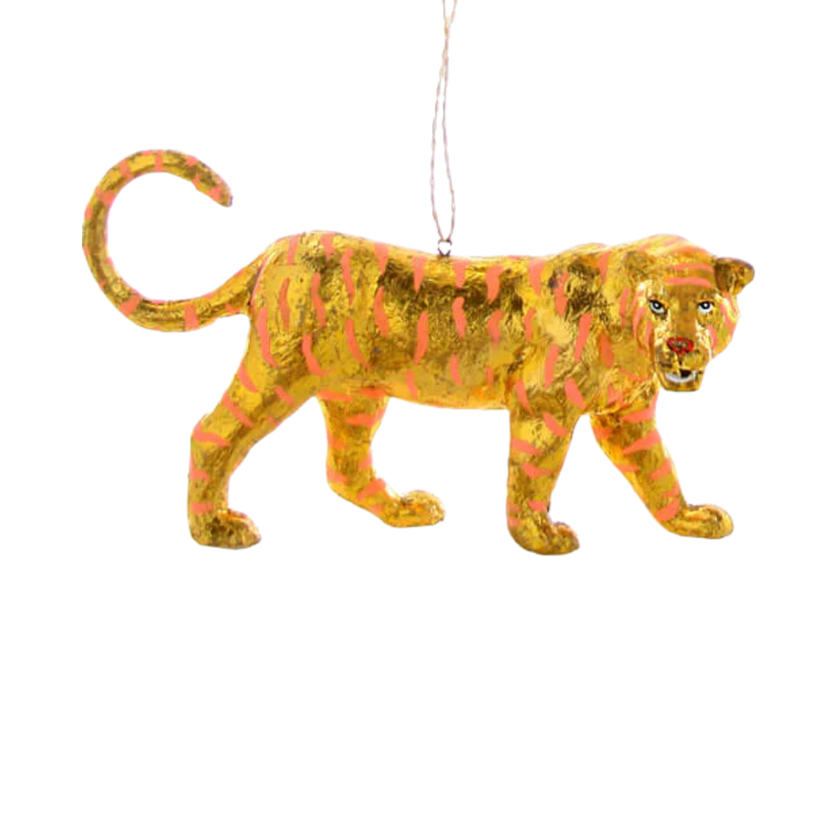 GOLD LEAF TIGERS ORNAMENT - ORANGE