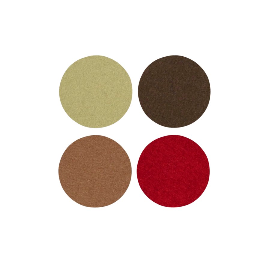 Bierfilzl Merino Wool Round Coaster Multi 4 Pack - Bonfire