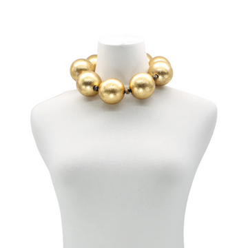 Giant Wood Bead Necklaces - Hand Gilded Gold