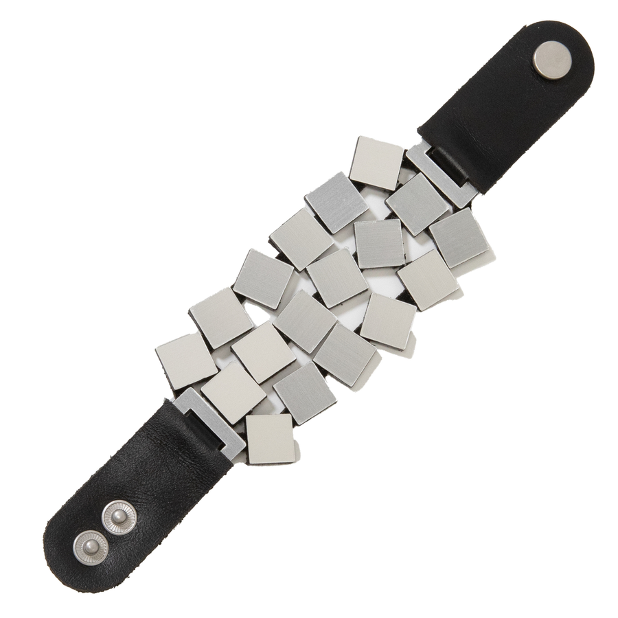Silver Bauhaus Bracelet Squares 3 Stands