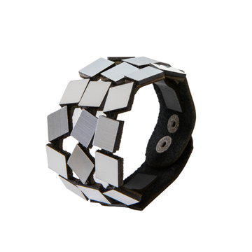 Silver Bauhaus Bracelet Squares 3 Stands