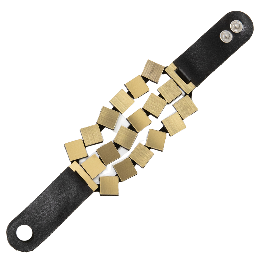 Gold Bauhaus Bracelet Squares 3 Stands