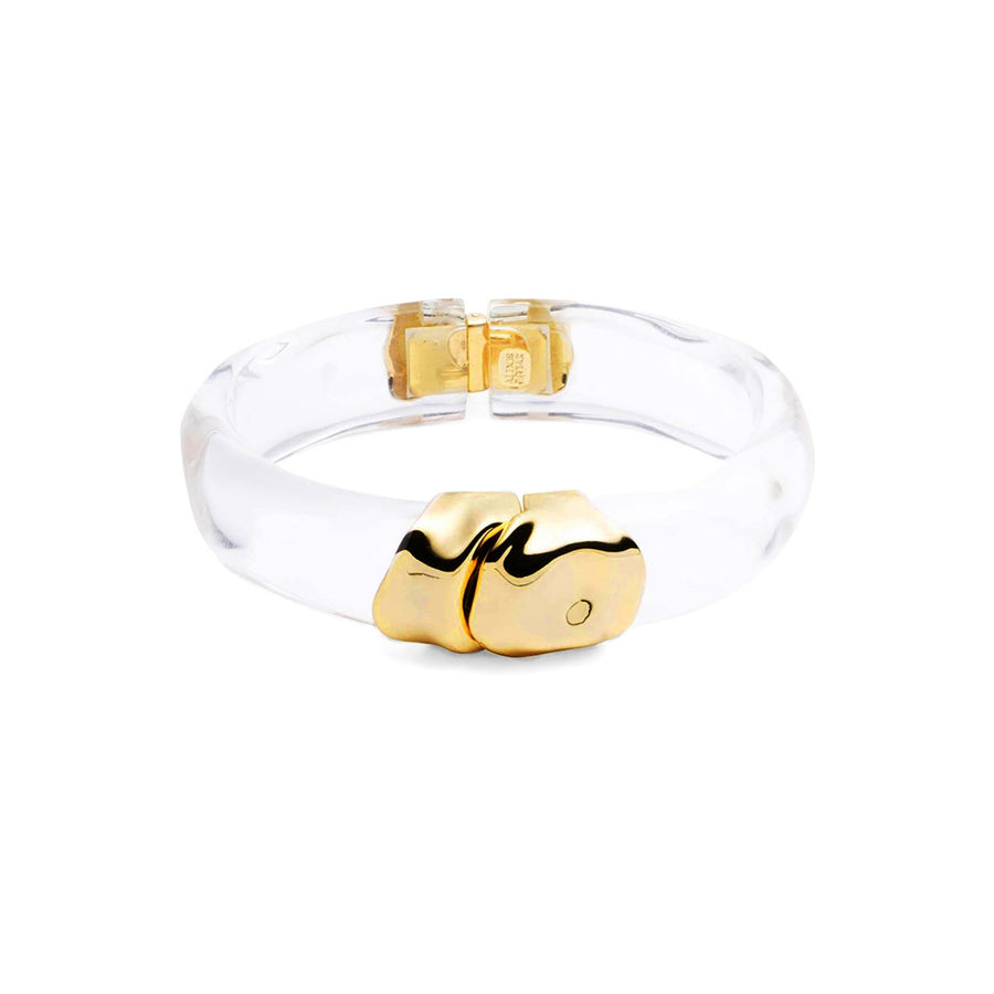 Molten Gold Lucite Hinge Bracelet - Clear