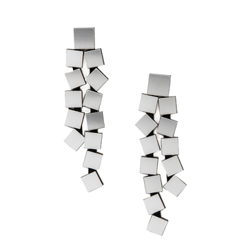 Silver Bauhaus Earrings Squares - Long