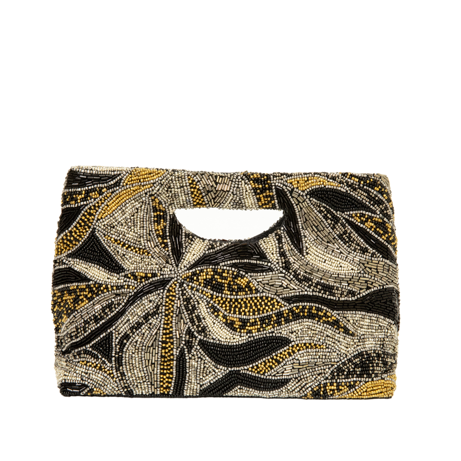 Cut Out Handle Purse - Pewter Leaf