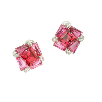 Spinning Pink crystal CLIP EARRING