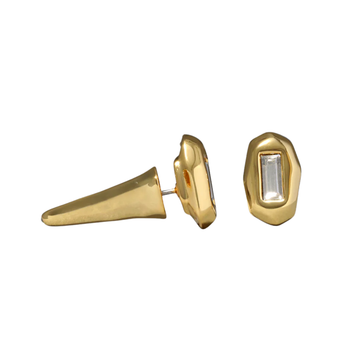 Crystal Spear Front Back Stud Earrings