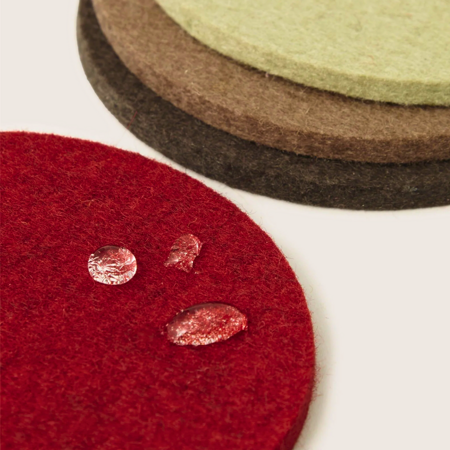 Bierfilzl Merino Wool Round Coaster Multi 4 Pack - Bonfire