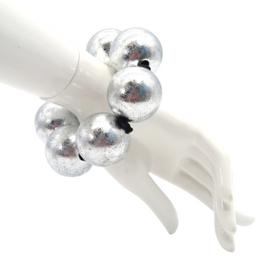 Giant Wooden Bead Bracelets - Hand gilded Silver