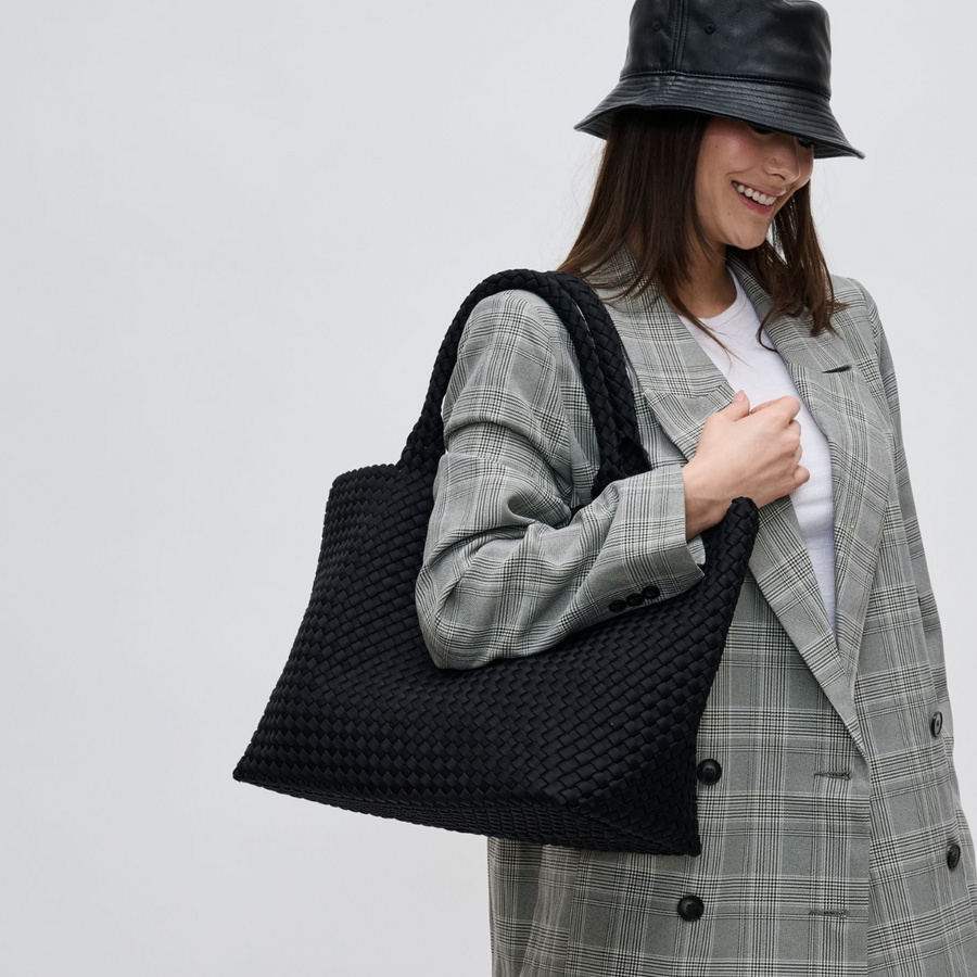 Black Laced Up Sky's The Limit Large Tote Bag