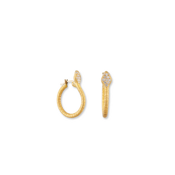 22k Gold and Diamond Snake Hoop Earrings