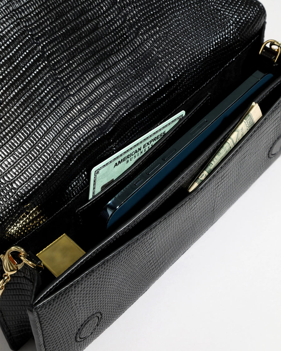 Twisted Gold Side Handle Clutch Purse - Black