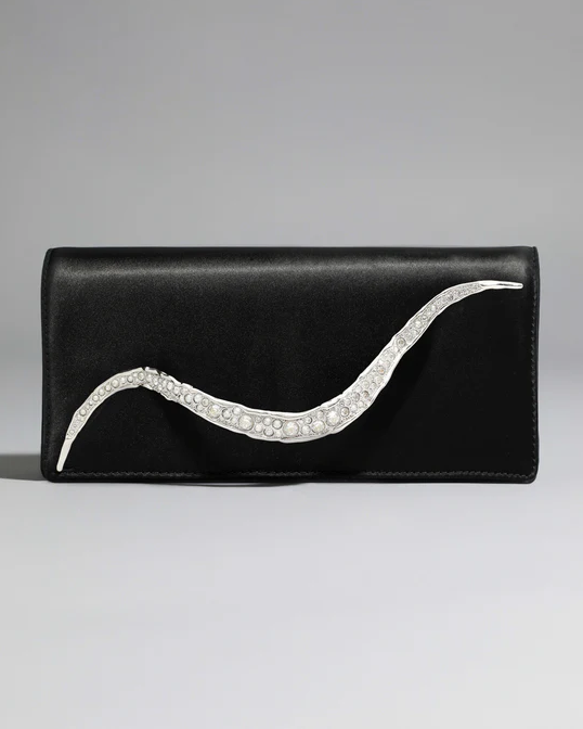 Crystal Curve Clutch - Black