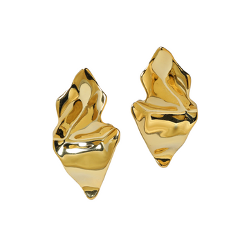 Gold Crumpled Small Post Earring