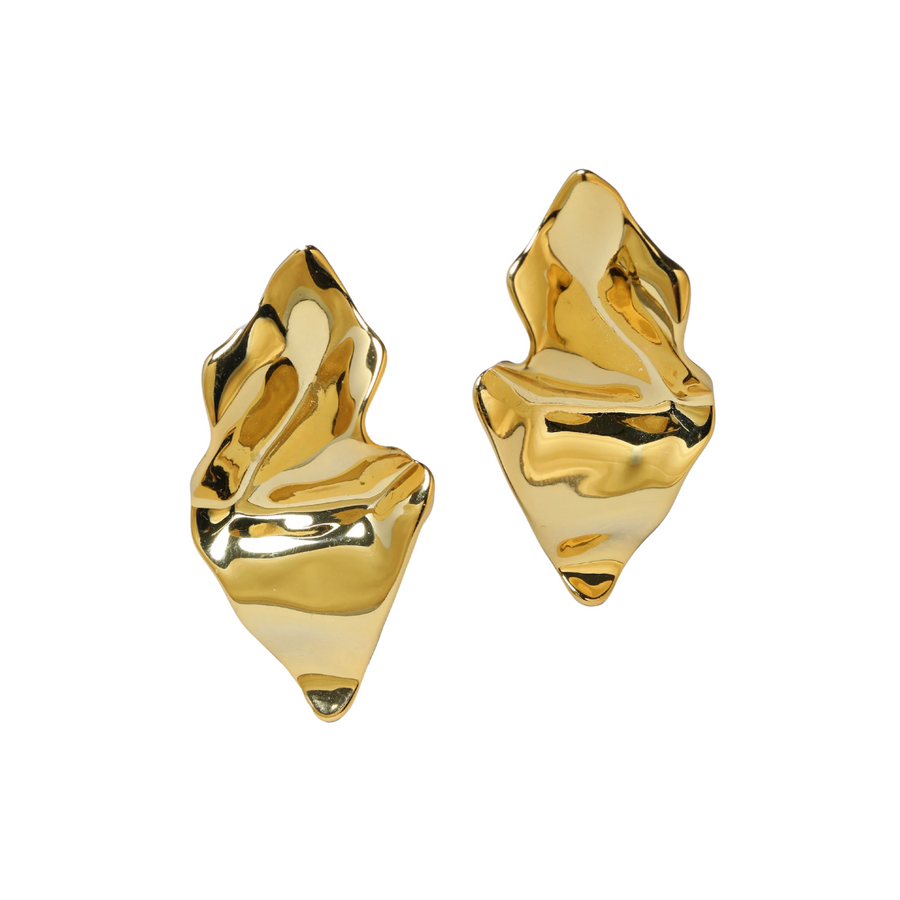 Crumpled Small Post Earring - Gold