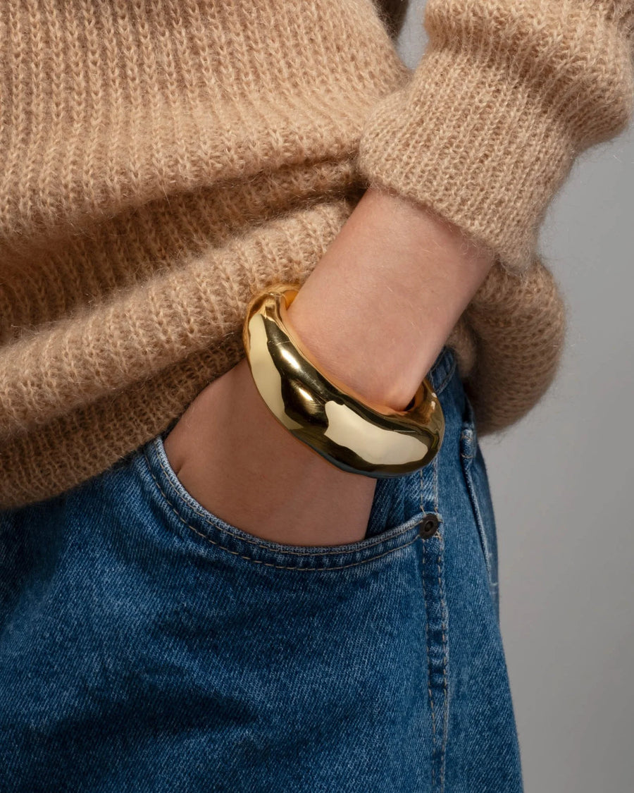 MOLTEN HINGED CUFF -  BRASS