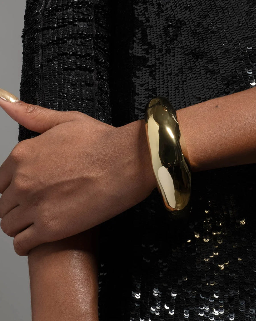 MOLTEN HINGED CUFF -  BRASS