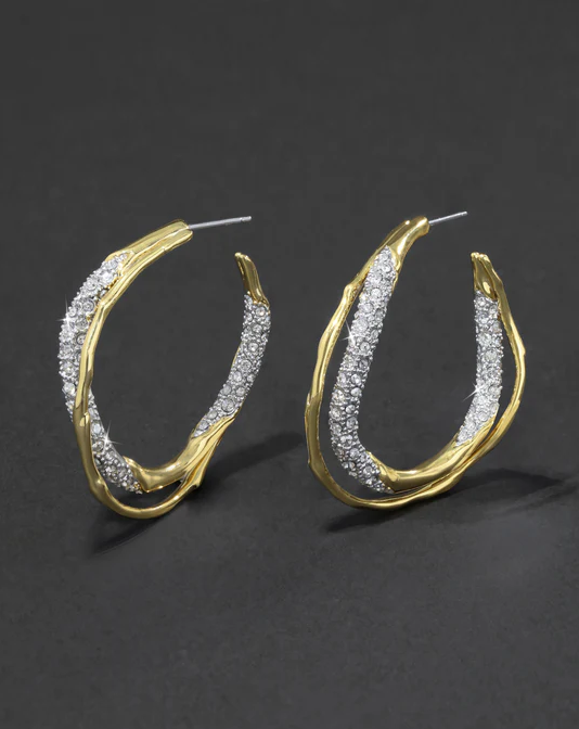 Solanales Gold Crystal Twist Hoop Earring - Gold