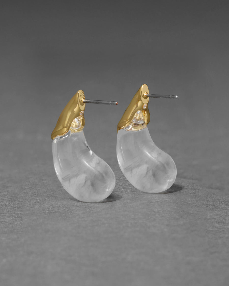 Liquid Lucite Arched Small Post Earring- Clear