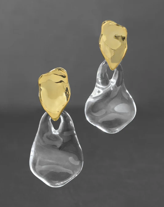 Liquid Lucite Wafer Post Earring