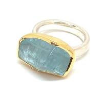 Aquamarine Gold Oval Ring