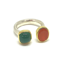 Carnelian & Chrysoprase Gold Ring