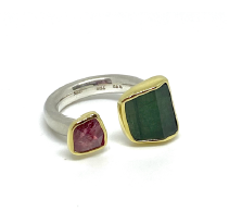 Tourmaline Pink & Green Gold Ring