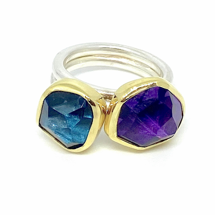 London Blue Topaz & Amethyst Ring - Size 7