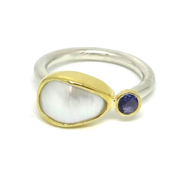 Pearl & Tanzanite Ring - Size 7