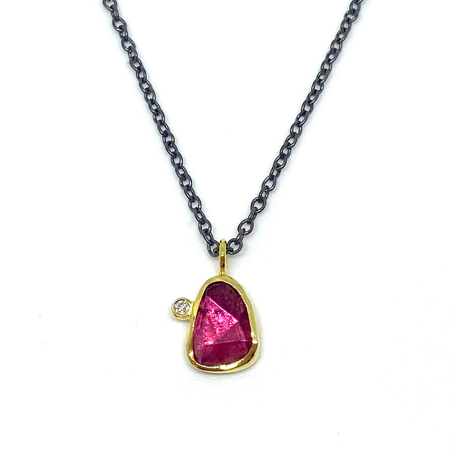 Pink Tourmaline Diamond Necklace