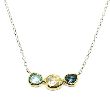 Aquamarine, Rock Crystal, London Blue Topaz Necklace