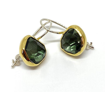 18k Gold GREEN AMETHYST earring